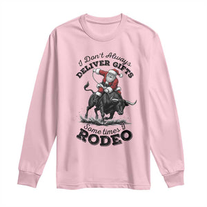 Funny Black Santa Cowboy Bull Rider Christmas Long Sleeve Shirt I Do Not Deliver Gifts I Rodeo TS12 Light Pink Print Your Wear