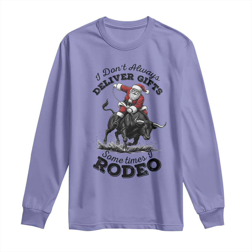 Funny Black Santa Cowboy Bull Rider Christmas Long Sleeve Shirt I Do Not Deliver Gifts I Rodeo TS12 Violet Print Your Wear