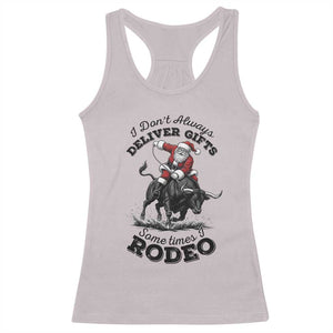 Funny Black Santa Cowboy Bull Rider Christmas Racerback Tank Top I Do Not Deliver Gifts I Rodeo TS12 Ice Gray Print Your Wear