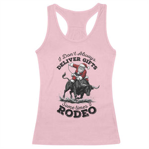 Funny Black Santa Cowboy Bull Rider Christmas Racerback Tank Top I Do Not Deliver Gifts I Rodeo TS12 Light Pink Print Your Wear