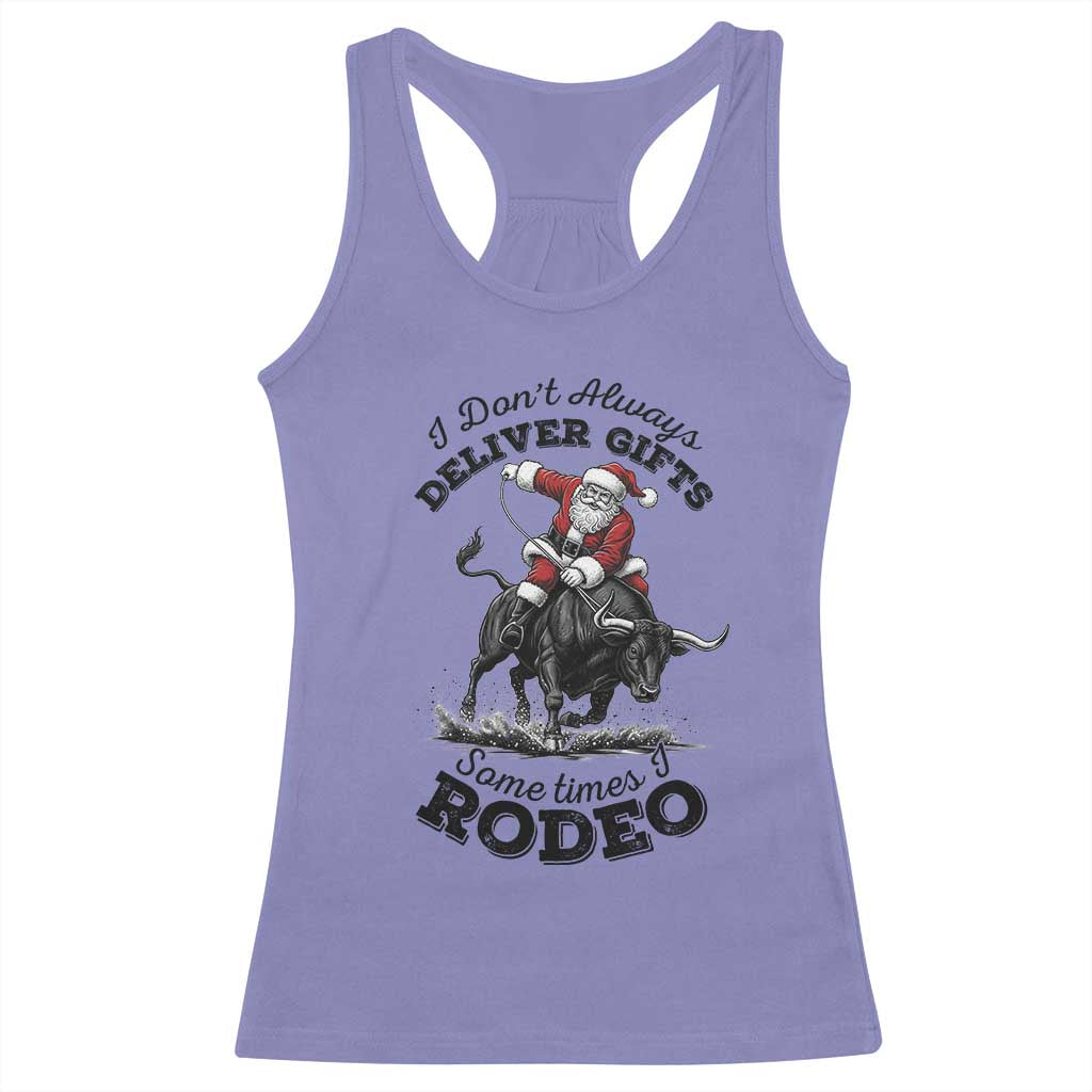 Funny Black Santa Cowboy Bull Rider Christmas Racerback Tank Top I Do Not Deliver Gifts I Rodeo TS12 Violet Print Your Wear