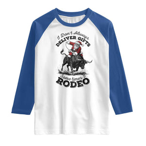 Funny Black Santa Cowboy Bull Rider Christmas Raglan Shirt I Do Not Deliver Gifts I Rodeo TS12 White Royal Print Your Wear