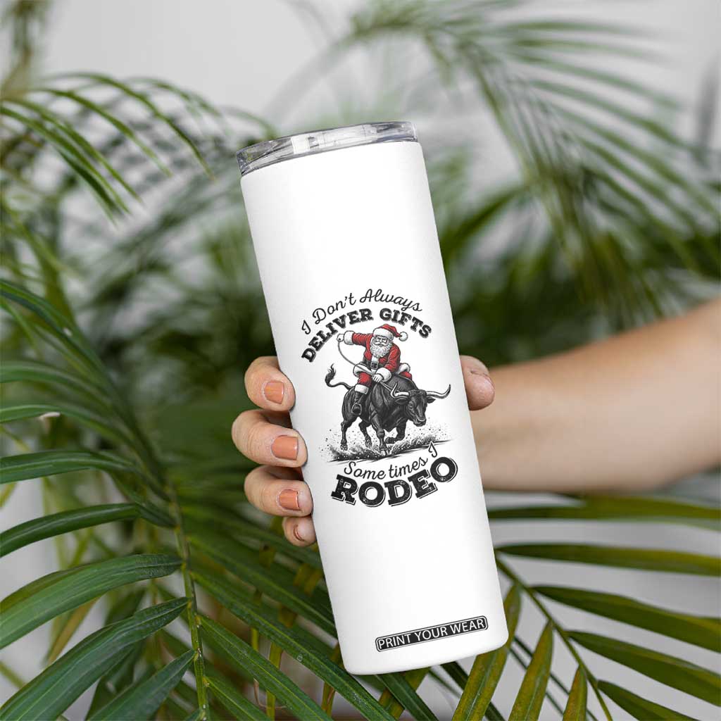 Funny Black Santa Cowboy Bull Rider Christmas Skinny Tumbler I Do Not Deliver Gifts I Rodeo TS12 Print Your Wear