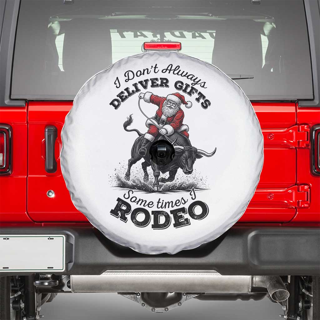 Funny Black Santa Cowboy Bull Rider Christmas Spare Tire Cover I Do Not Deliver Gifts I Rodeo TS12 White Print Your Wear