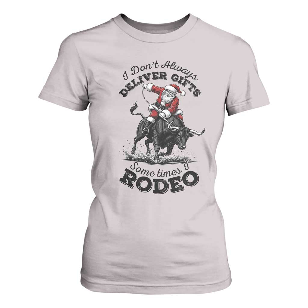 Funny Black Santa Cowboy Bull Rider Christmas T Shirt For Women I Do Not Deliver Gifts I Rodeo TS12 Ice Gray Print Your Wear