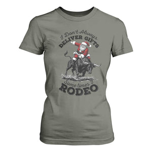 Funny Black Santa Cowboy Bull Rider Christmas T Shirt For Women I Do Not Deliver Gifts I Rodeo TS12 Military Green Print Your Wear