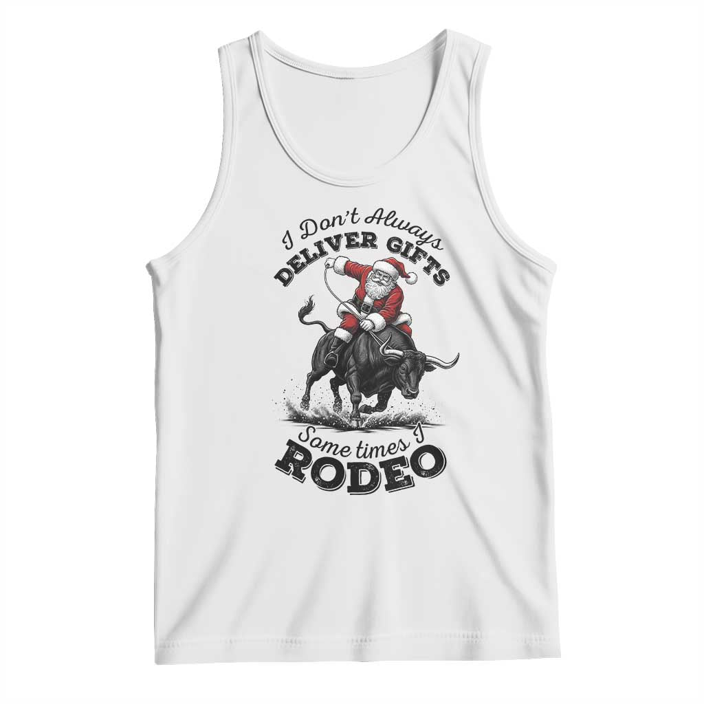 Funny Black Santa Cowboy Bull Rider Christmas Tank Top I Do Not Deliver Gifts I Rodeo TS12 White Print Your Wear