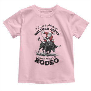Funny Black Santa Cowboy Bull Rider Christmas Toddler T Shirt I Do Not Deliver Gifts I Rodeo TS12 Light Pink Print Your Wear