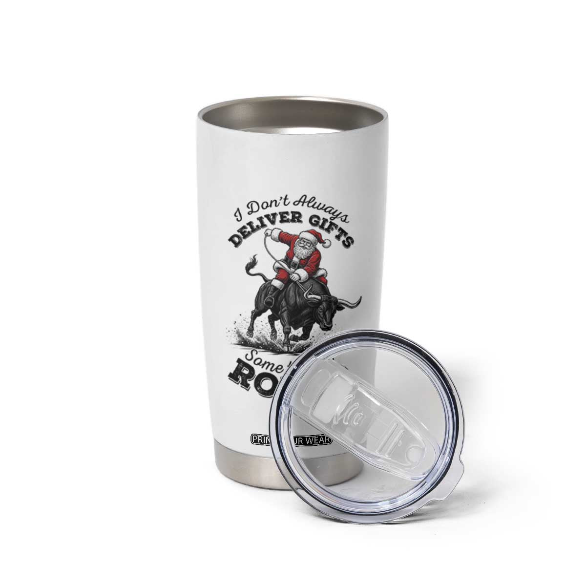 Funny Black Santa Cowboy Bull Rider Christmas Tumbler Cup I Do Not Deliver Gifts I Rodeo TS12 Print Your Wear