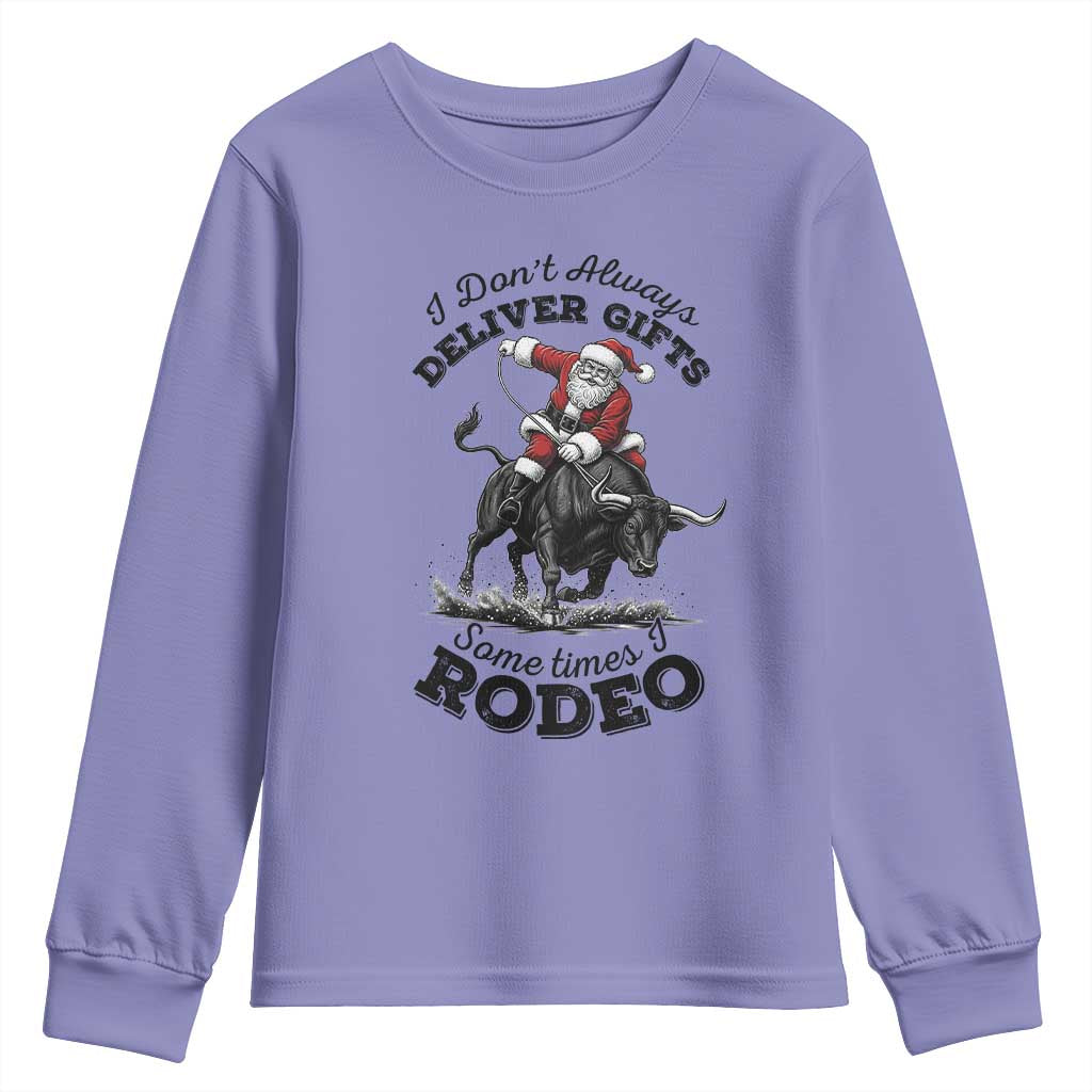 Funny Black Santa Cowboy Bull Rider Christmas Youth Sweatshirt I Do Not Deliver Gifts I Rodeo TS12 Violet Print Your Wear