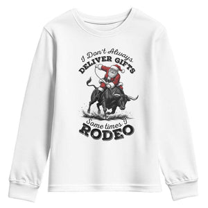 Funny Black Santa Cowboy Bull Rider Christmas Youth Sweatshirt I Do Not Deliver Gifts I Rodeo TS12 White Print Your Wear