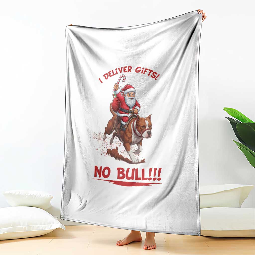 Funny Santa Pitbull Christmas Throw Blanket I Deliver Gifts No Bull TS12 Print Your Wear