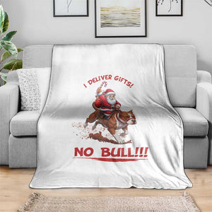 Funny Santa Pitbull Christmas Throw Blanket I Deliver Gifts No Bull TS12 Print Your Wear