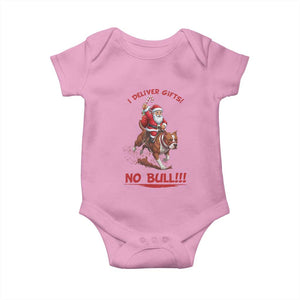 Funny Santa Pitbull Christmas Baby Onesie I Deliver Gifts No Bull TS12 Light Pink Print Your Wear