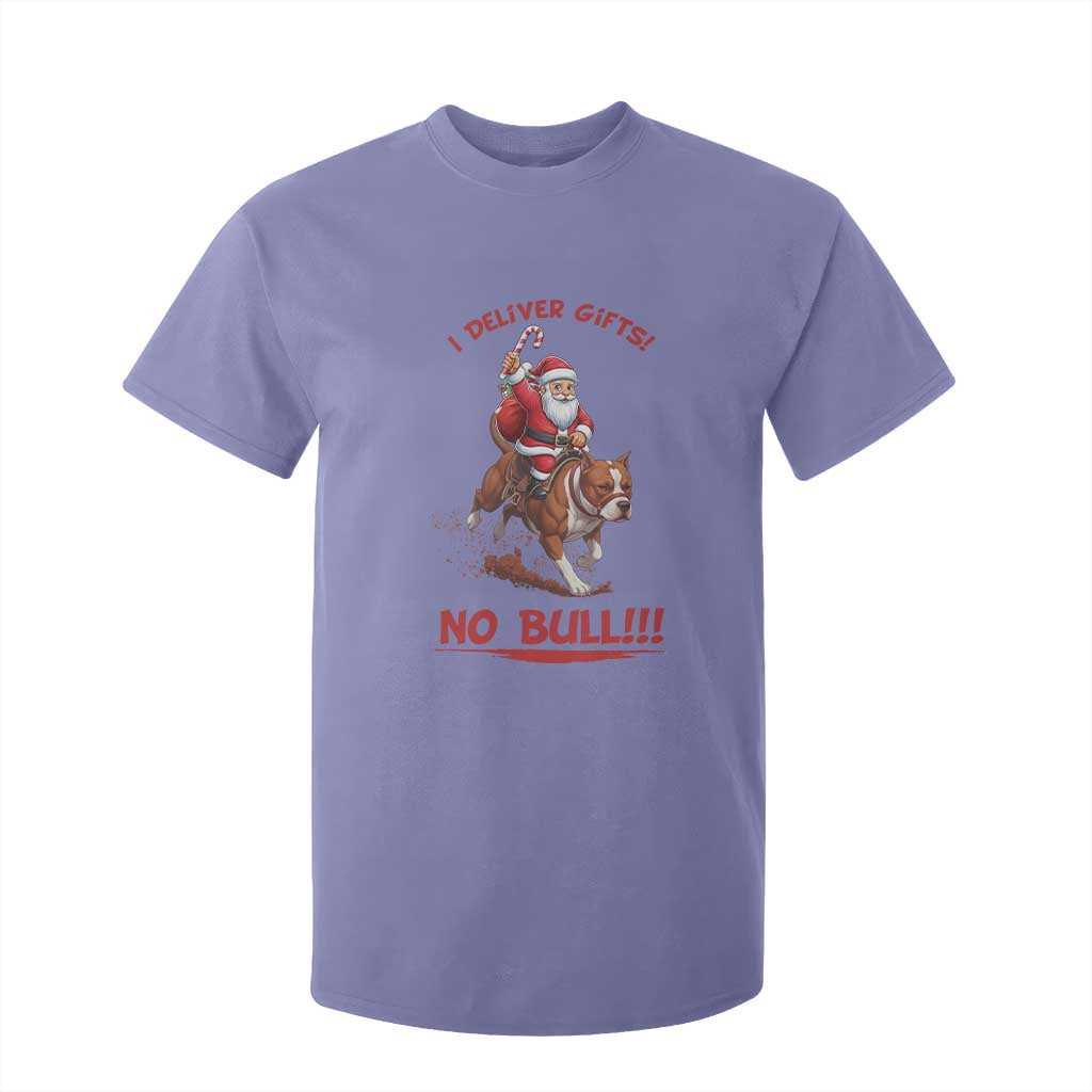 Funny Santa Pitbull Christmas T Shirt For Kid I Deliver Gifts No Bull TS12 Violet Print Your Wear