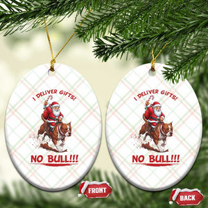 Funny Santa Pitbull Christmas Ceramic Ornament I Deliver Gifts No Bull TS12 Print Your Wear