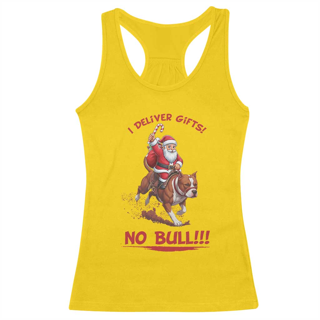 Funny Santa Pitbull Christmas Racerback Tank Top I Deliver Gifts No Bull TS12 Daisy Print Your Wear