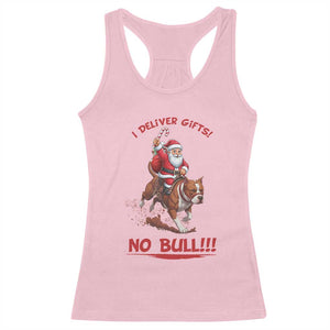 Funny Santa Pitbull Christmas Racerback Tank Top I Deliver Gifts No Bull TS12 Light Pink Print Your Wear