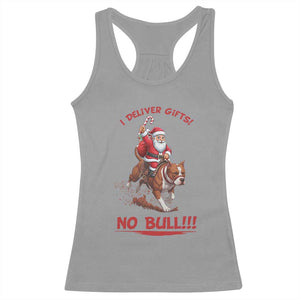 Funny Santa Pitbull Christmas Racerback Tank Top I Deliver Gifts No Bull TS12 Sport Gray Print Your Wear