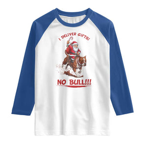 Funny Santa Pitbull Christmas Raglan Shirt I Deliver Gifts No Bull TS12 White Royal Print Your Wear