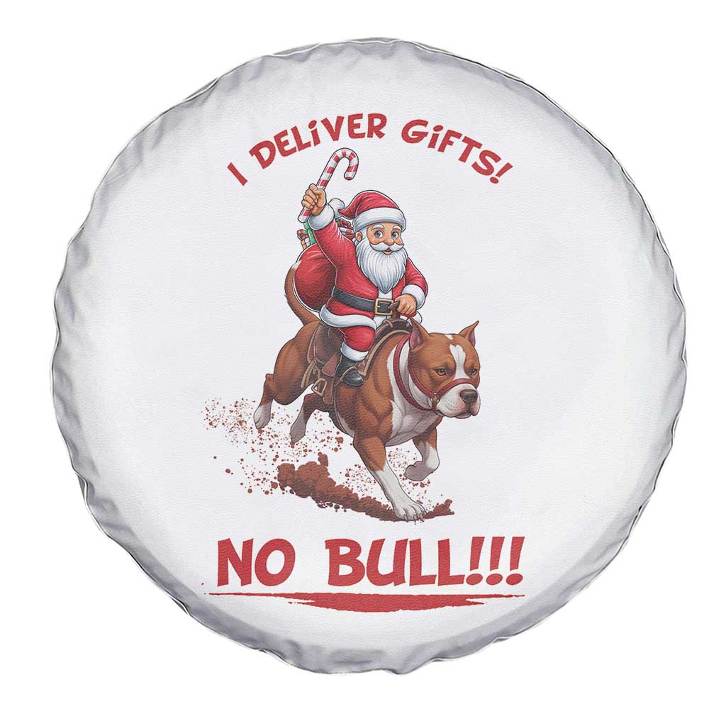 Funny Santa Pitbull Christmas Spare Tire Cover I Deliver Gifts No Bull TS12 Print Your Wear