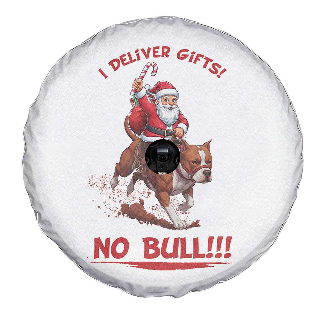 Funny Santa Pitbull Christmas Spare Tire Cover I Deliver Gifts No Bull TS12 Print Your Wear