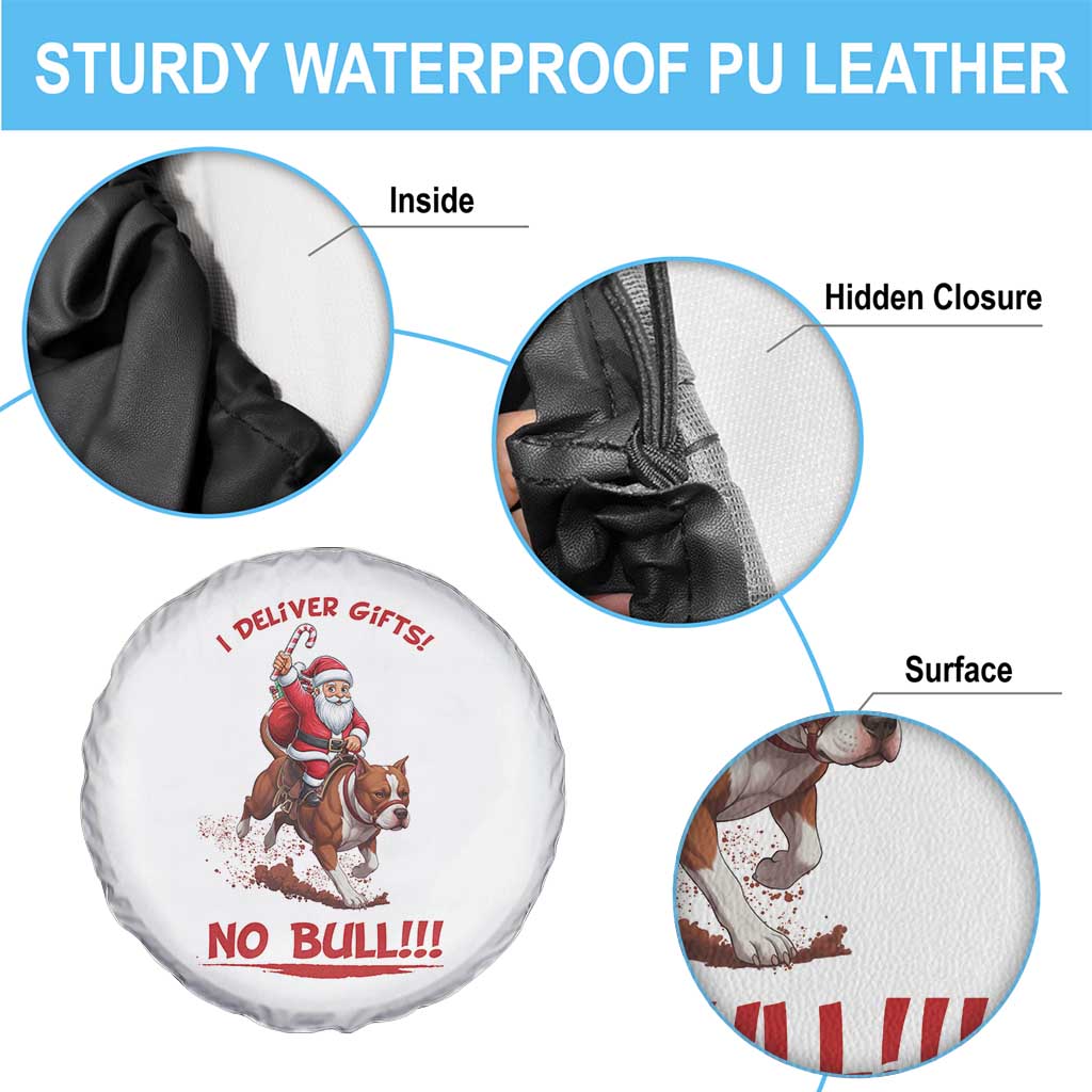 Funny Santa Pitbull Christmas Spare Tire Cover I Deliver Gifts No Bull TS12 Print Your Wear