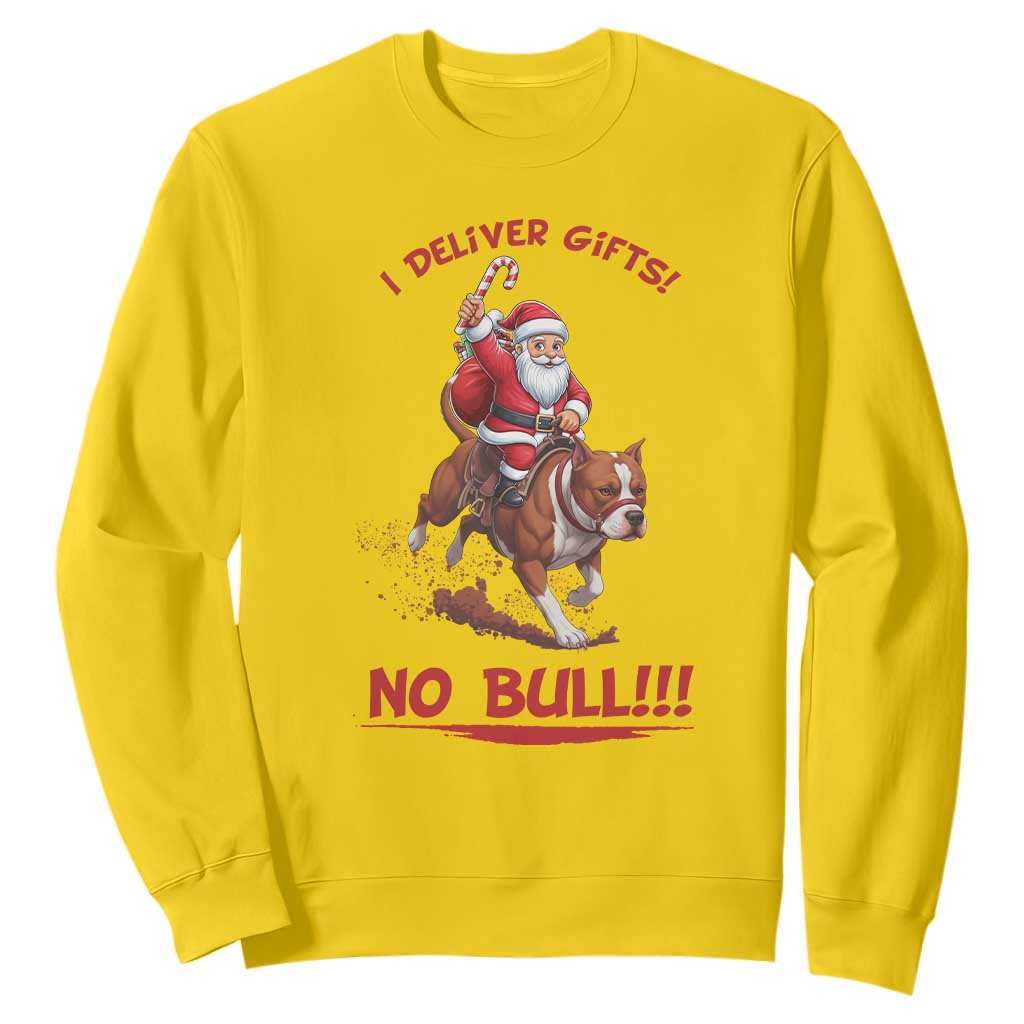 Funny Santa Pitbull Christmas Sweatshirt I Deliver Gifts No Bull TS12 Daisy Print Your Wear
