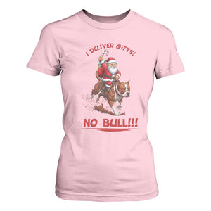 Funny Santa Pitbull Christmas T Shirt For Women I Deliver Gifts No Bull TS12 Light Pink Print Your Wear