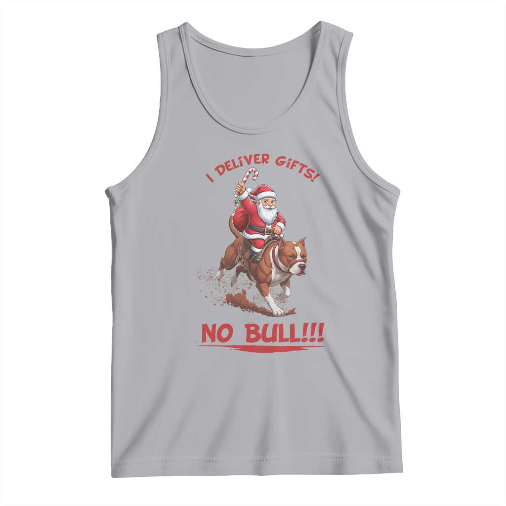 Funny Santa Pitbull Christmas Tank Top I Deliver Gifts No Bull TS12 Athletic Heather Print Your Wear