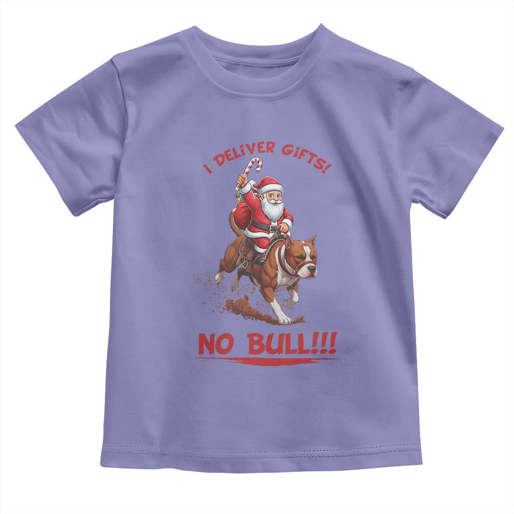 Funny Santa Pitbull Christmas Toddler T Shirt I Deliver Gifts No Bull TS12 Violet Print Your Wear