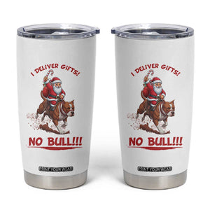 Funny Santa Pitbull Christmas Tumbler Cup I Deliver Gifts No Bull TS12 White Print Your Wear