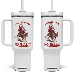 Funny Santa Pitbull Christmas Tumbler With Handle I Deliver Gifts No Bull TS12 One Size: 40 oz White Print Your Wear