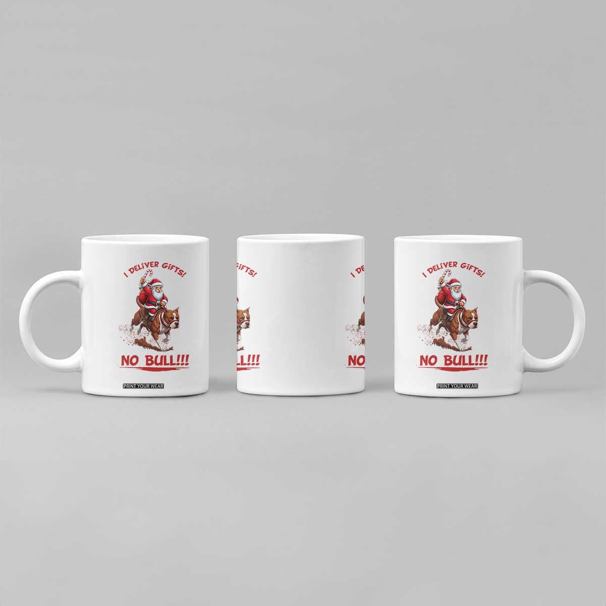 Funny Santa Pitbull Christmas Coffee Mug I Deliver Gifts No Bull TS12 Print Your Wear