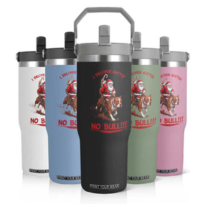 Funny Santa Pitbull Christmas Flip Straw Tumbler I Deliver Gifts No Bull TS12 Print Your Wear