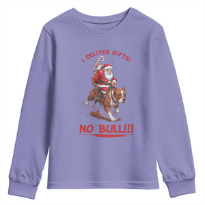 Funny Santa Pitbull Christmas Youth Sweatshirt I Deliver Gifts No Bull TS12 Violet Print Your Wear