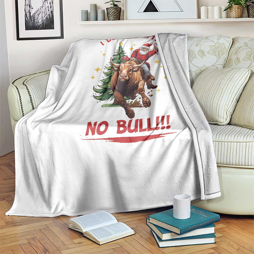 Funny Black Santa Bull Riding Christmas Throw Blanket I Deliver Gifts No Bull TS12 Print Your Wear