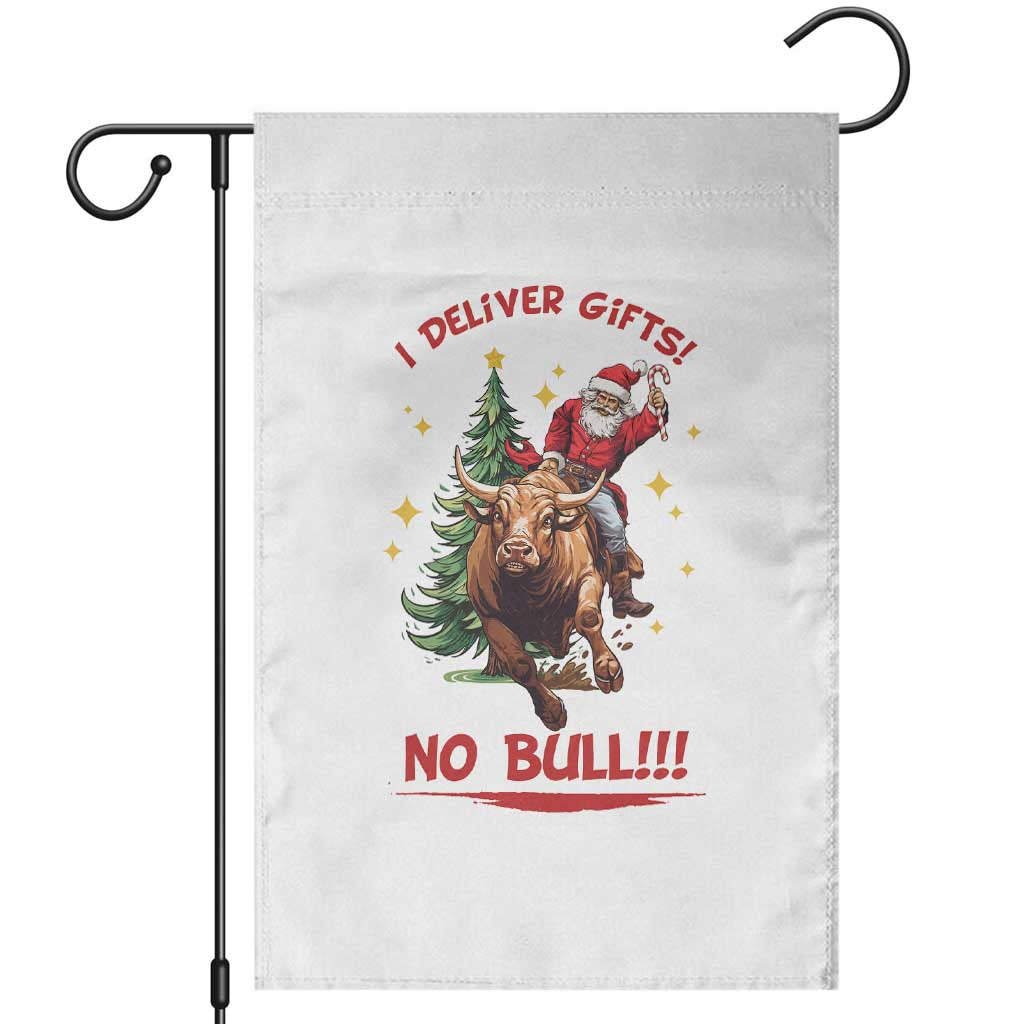 Funny Black Santa Bull Riding Christmas Garden Flag I Deliver Gifts No Bull TS12 White Print Your Wear