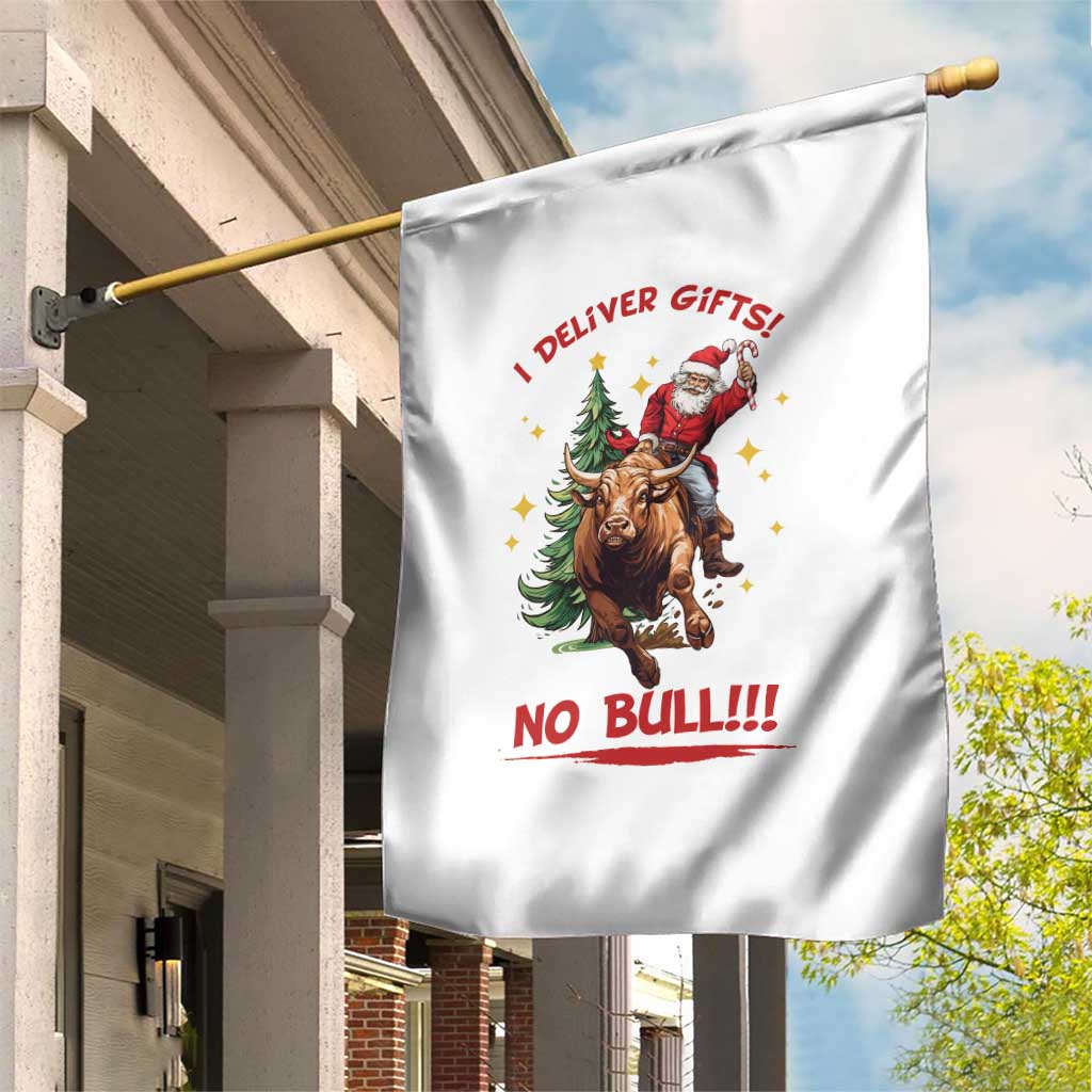 Funny Black Santa Bull Riding Christmas Garden Flag I Deliver Gifts No Bull TS12 Print Your Wear