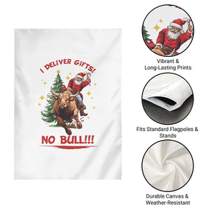 Funny Black Santa Bull Riding Christmas Garden Flag I Deliver Gifts No Bull TS12 Print Your Wear
