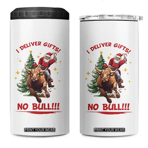 Funny Black Santa Bull Riding Christmas 4 in 1 Can Cooler Tumbler I Deliver Gifts No Bull TS12 One Size: 16 oz White Print Your Wear
