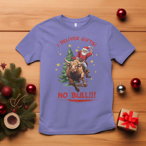 Funny Black Santa Bull Riding Christmas T Shirt I Deliver Gifts No Bull TS12 Violet Print Your Wear