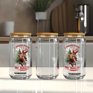 Funny Black Santa Bull Riding Christmas Glass Can I Deliver Gifts No Bull TS12 Print Your Wear