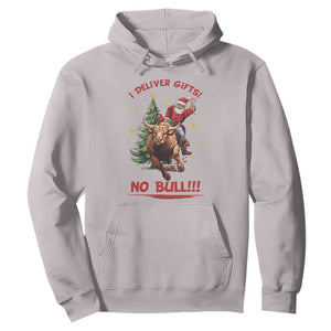 Funny Black Santa Bull Riding Christmas Hoodie I Deliver Gifts No Bull TS12 Ice Gray Print Your Wear