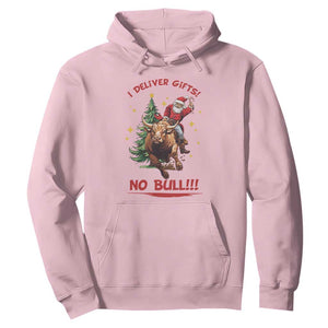 Funny Black Santa Bull Riding Christmas Hoodie I Deliver Gifts No Bull TS12 Light Pink Print Your Wear