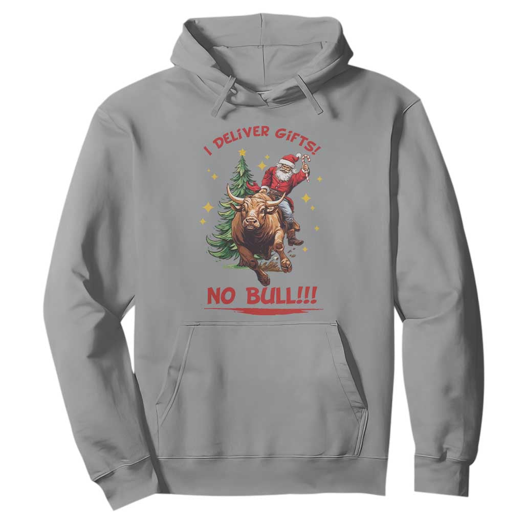 Funny Black Santa Bull Riding Christmas Hoodie I Deliver Gifts No Bull TS12 Sport Gray Print Your Wear