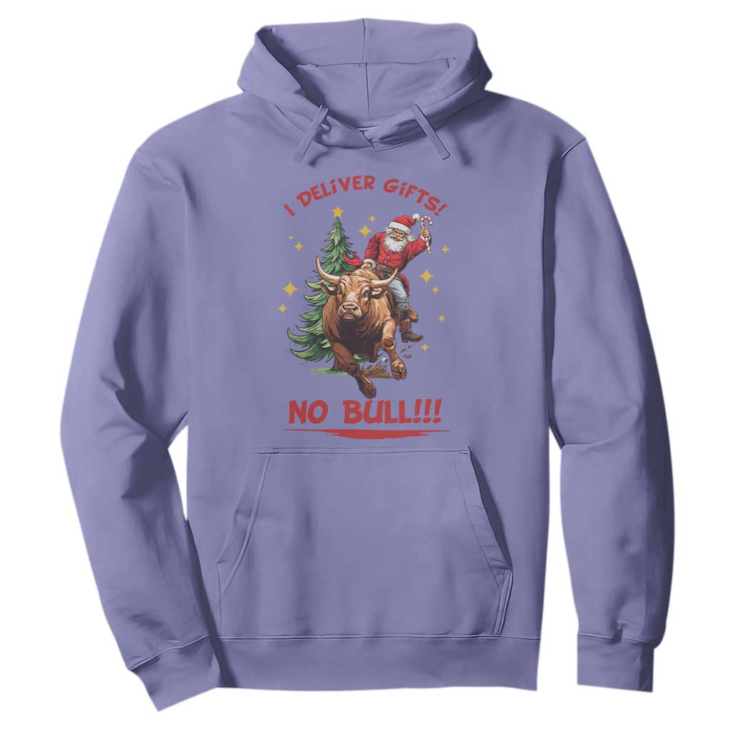 Funny Black Santa Bull Riding Christmas Hoodie I Deliver Gifts No Bull TS12 Violet Print Your Wear