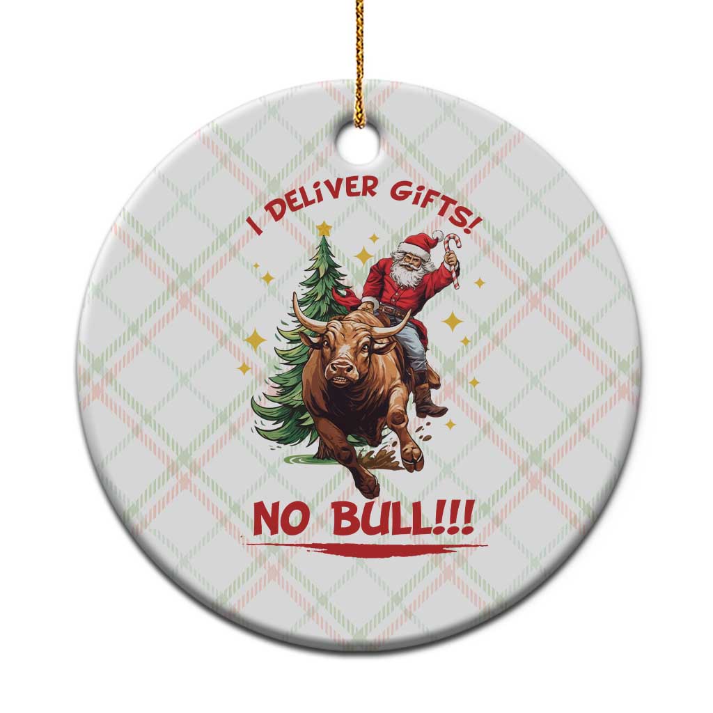 Funny Black Santa Bull Riding Christmas Ceramic Ornament I Deliver Gifts No Bull TS12 1pc Christmas Plaid Print Your Wear