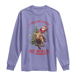 Funny Black Santa Bull Riding Christmas Long Sleeve Shirt I Deliver Gifts No Bull TS12 Violet Print Your Wear