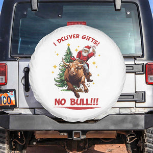 Funny Black Santa Bull Riding Christmas Spare Tire Cover I Deliver Gifts No Bull TS12 No hole White Print Your Wear